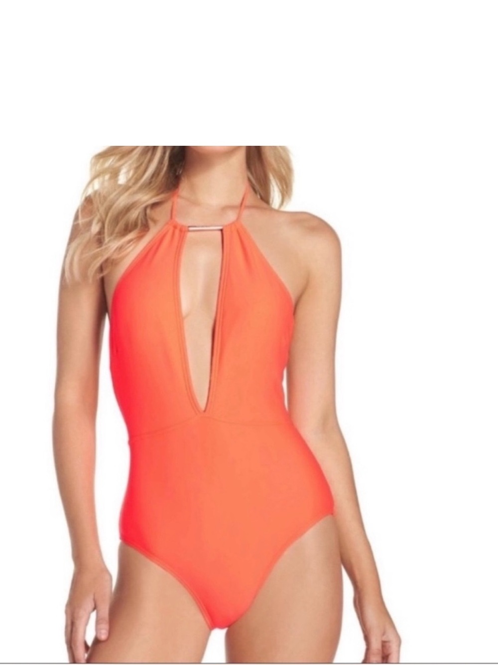 Ted Baker London Halter One Piece Swimsuit Coral Size US 8